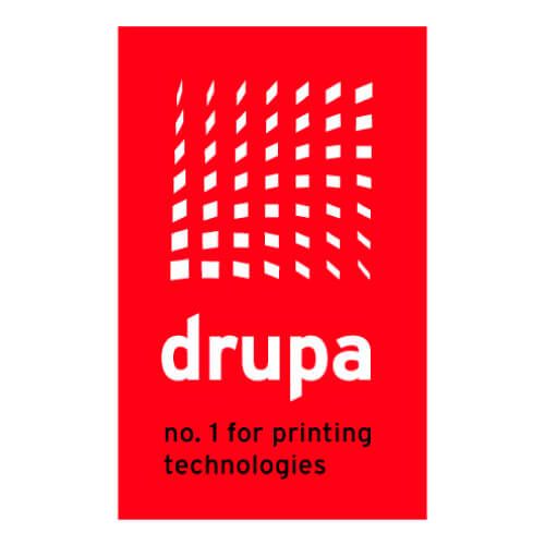 Logo der drupa-Messe mit dem Slogan "no.1 for printing technologies"