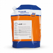 ELKALUB LA 8P Ketten- und Haft­schmier­stoff im 2,5-l-Schlauchbeutel mit orange-blauem Aufdruck und weißem Etikett